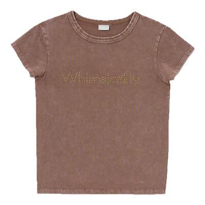 MOUSSY春季新品休闲风正肩圆领修身短袖T恤女010IA290-7621