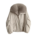 温暖对白/超大进口狐狸毛领 90白鹅绒羽绒服冬季皮草外套女派克服