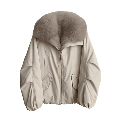 狐狸毛领90白鹅绒派克服皮草外套