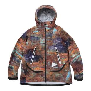 AND WANDER Pertex多色印花3层防水透湿户外机能连帽压胶冲锋衣