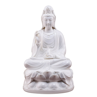 陶瓷坐莲观音家用供奉观音佛像坐像摆件德化白瓷南海观世音菩萨像
