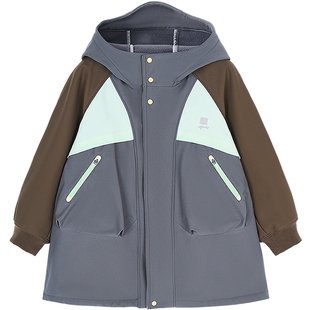 [沐言同款]woobaby儿童加绒外套羽绒服25冬季男女童无氟防水透湿