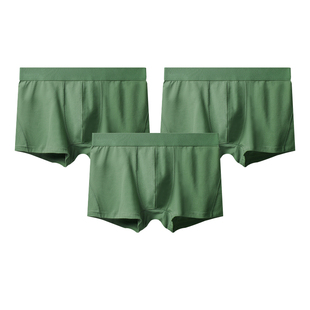 真维斯绿色男士内裤男秋冬纯棉平角裤衩抑菌新款男生军绿四角短裤