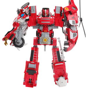 五合一消防合金变形合体金刚汽车变身机器人摩托警车儿童男孩玩具