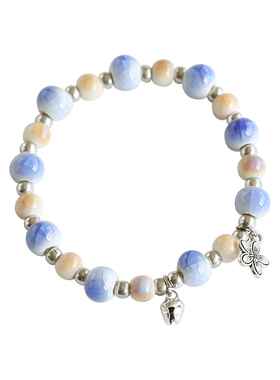 新中式景德镇瓷珠手链女陶瓷手串民族风铃铛手饰夜市地摊货源礼品