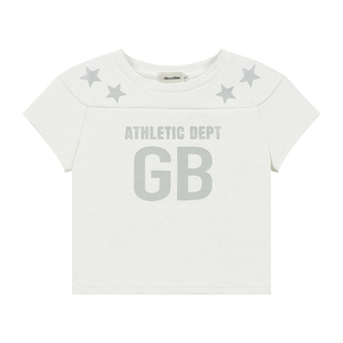 GOODBAI athletic GB logo印花拼接星星圆领紧身短款飞袖T恤