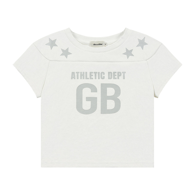 GOODBAI athletic GB logo印花拼接星星圆领紧身短款飞袖T恤
