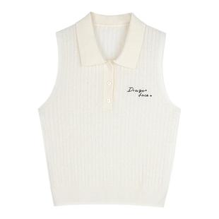 【何超莲同款】龙脸DRAGONFACE图书馆绞花学院绵羊毛无袖针织衫