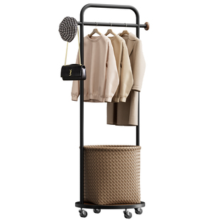 新款落地式挂衣架卧室衣帽架小型不占地家用室内挂放衣服置物架子