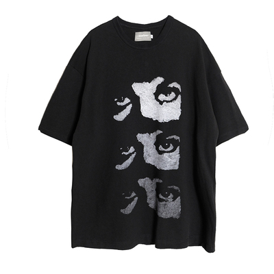 潮牌百搭棉修身渐变暗黑印花短袖