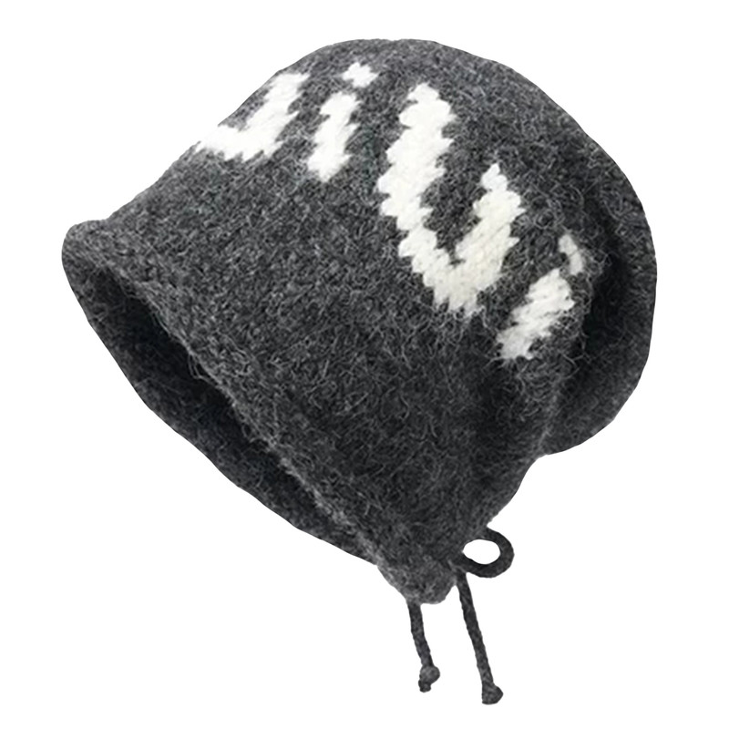 女秋冬户外保暖抽绳针织堆堆帽