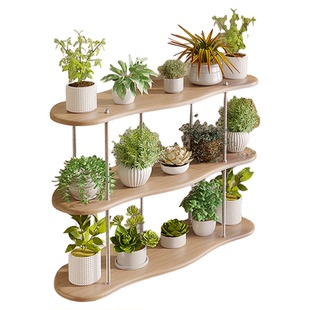 花架子室内阳台客厅多肉展示架落地式置物架不锈钢可移动多层阶梯