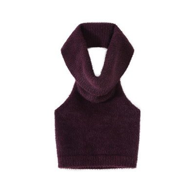 F PROJECT【视觉尤物】堆堆领挖肩无袖针织背心女春夏短款上衣