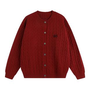 【INSKR】国潮牌美式「绞花麻花针织衫」毛衣宽松圆领开衫外套男