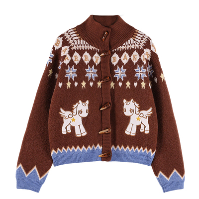 BarryBanny女童针织开衫复古套装