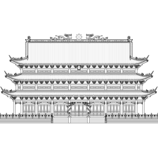 七开间三重檐斗拱歇山顶大雄宝殿建筑CAD电子版中式传统仿古建筑