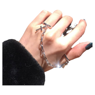 韩版ins个性戒指链可调节关节指环男女嘻哈夜店哥特式服装配饰潮