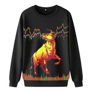 2024股票卫衣大牛市图案印花红色外套炒股定制衣服股民战袍潮流装