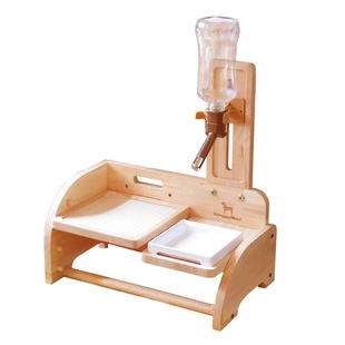 日本多格漫doggyman宠物餐桌滚珠水壶狗狗猫咪实木碗架高低