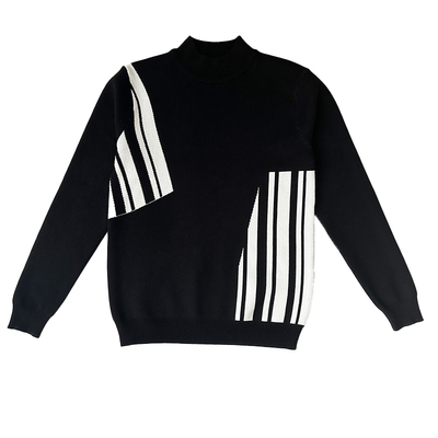 拼接毛衣潮牌针织百搭打底衫中领