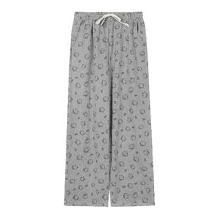 馨帮帮Homedress 可爱卡通猫睡裤女秋冬休闲垂感宽松直筒家居裤子