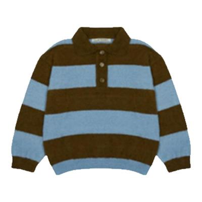 【现货】韩国小众Lartigent Jennie 纹撞色貂绒POLO领针织衫毛衣