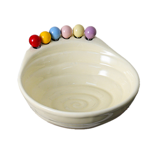 水果碗陶瓷带叉客厅茶几家用高档水果盘创意水果叉套装高颜值果盘