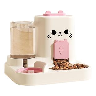 猫碗狗碗猫食盆猫咪猫粮自动喂食器饮水一体猫盆陶瓷宠物喝水双碗