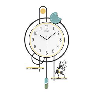 钟表挂钟客厅2025新款创意大气家用墙上时钟网红现代简约石英钟灯