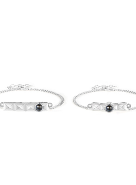 巧克力纯银情侣手链投影私人定制