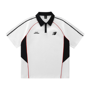 辛普森一家男短袖polo衫2026夏季新款翻领刺绣撞色条纹情侣T恤女