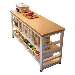 墙边吧台多层落地置物架小窄桌搁板餐桌客厅隔断桌阳台简约长条桌