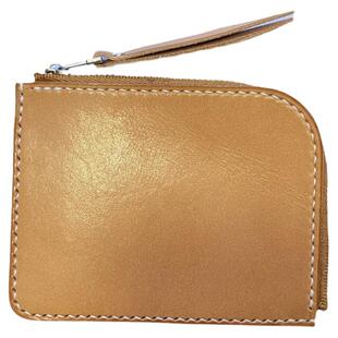 马臀皮L型拉链小钱包枥木鞍革手工牛皮卡包植鞣革短款超薄钱夹