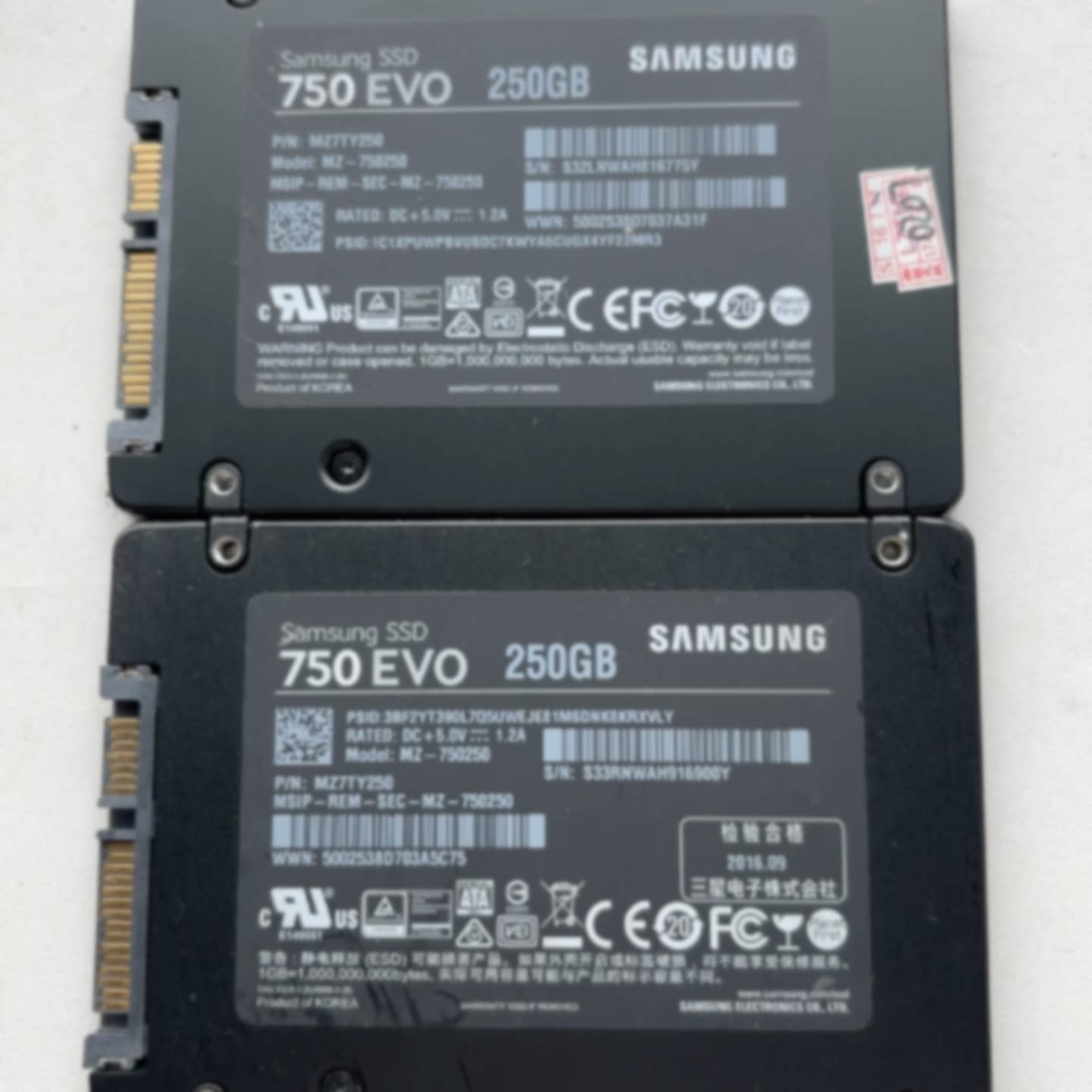 两块三星750 EVO 250GB固态硬盘，型号MZ-75议价图片