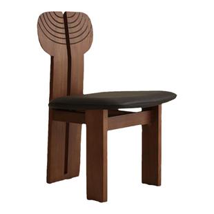 实木餐椅家用靠背凳子中古餐桌椅休闲复古茶椅设计师茶桌主人椅子