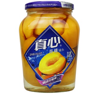 真心黄桃水果罐头880g东北特产整箱正品对开黄桃休闲零食童年回忆
