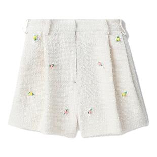 IT pushBUTTON女装花呢短裤新款时尚质感立体花朵缀饰30305WXL