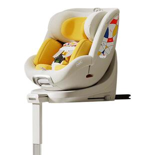 qborn小海豚pro米色儿童安全座椅0-7岁智能通风婴儿白鹿推车