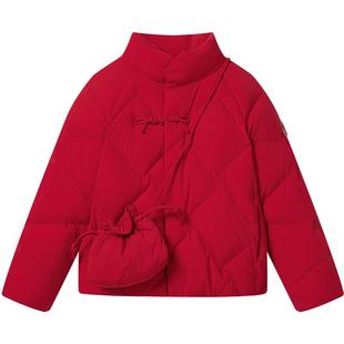 【新年款送挎包】波司登儿童羽绒服女童25新款短款拜年中式厚外套