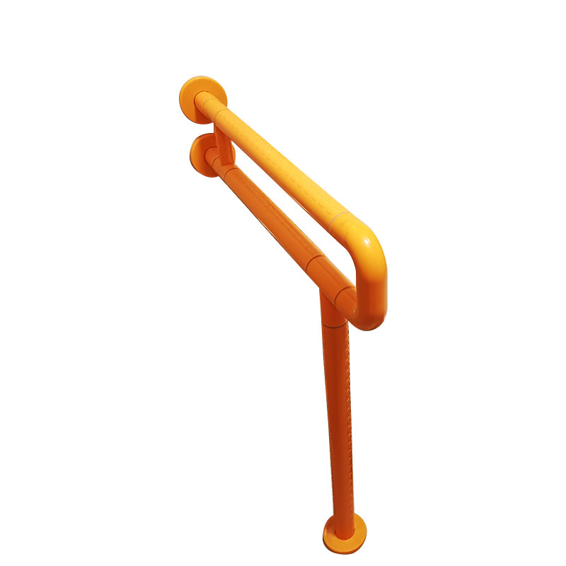 黄色单边马桶扶手ABS防滑层内部钢管养老院无障碍坐便把手 成都发