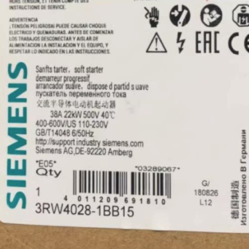 议价3RW4028-1BB15 软起动器S0 38A 22KW/500V 3RW40281BB15现货