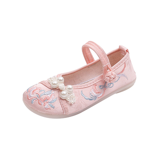 汉服鞋子女童春秋老北京布鞋绣花鞋中国风公主鞋小学生古装舞蹈鞋