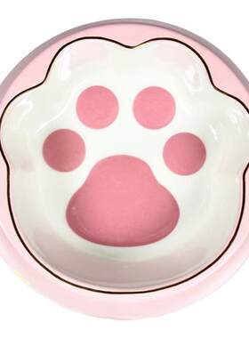 星巴克猫碗陶瓷樱花猫爪碗可爱高颜值ins斜口保护颈椎狗狗宠物碗