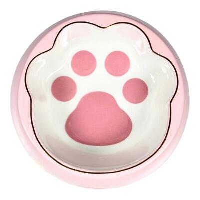 星巴克猫碗陶瓷樱花猫爪碗可爱高颜值ins斜口保护颈椎狗狗宠物碗