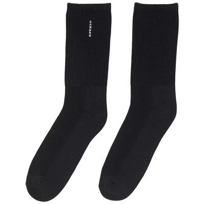 SANDRO简约棉黑色中长筒袜子