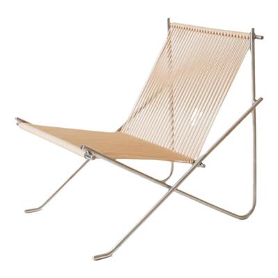 黑藤休闲椅简约不锈钢线条绳椅