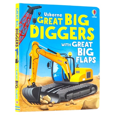 Usborne 超大挖掘机 英文原版绘本 Great Big Diggers 带超大翻翻页 高清写实工程车认知  亲子互动趣味翻翻书耐撕耐翻纸板书