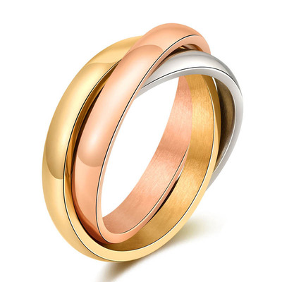 三色三环戒指男女气质高级感钛钢指环装腔启示录蔡文静同款对戒