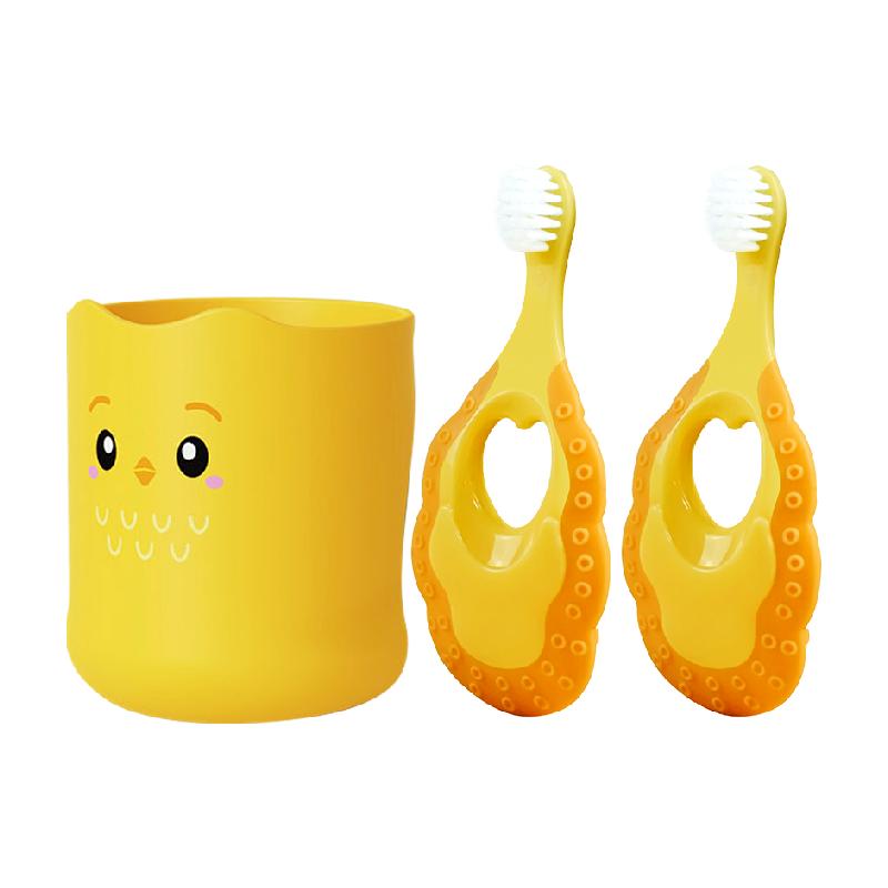 顺丰包邮busybear宝宝儿童牙刷+刷牙漱口杯套装1-2-3-5岁专用软毛