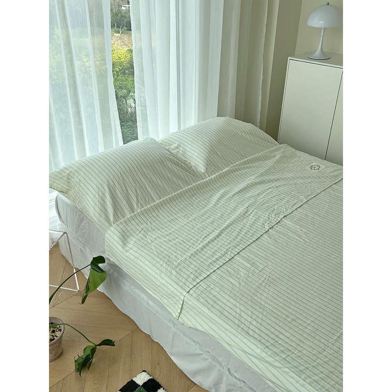 月光集全棉水洗棉条纹睡袋旅行酒店简约四季通用款单人双人一体式